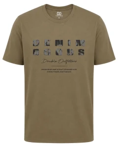 Duża męska koszulka krótki rękaw t-shirt Double Urban Outfitters TS-9131 khaki