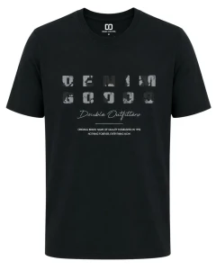 Duża męska koszulka krótki rękaw t-shirt Double Urban Outfitters TS-9131 czarny