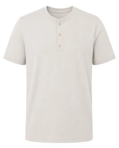 Duża męska gładka koszulka na guziki krótki rękaw t-shirt Double Urban Outfitters TS-9146 jasnoszary