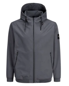 Duża męska kurtka z kapturem softshell Jack & Jones 12236331 szara