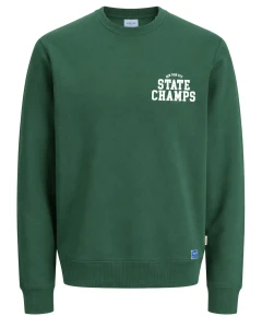 Duża męska bluza z nadrukiem wkładana przez głowę Jack & Jones 12303448 zielona