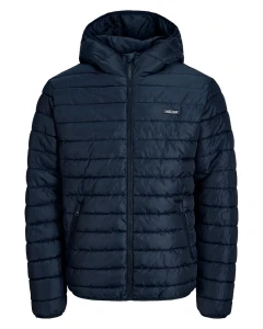 Duża męska kurtka jesienno-zimowa pikowana z kapturem Jack & Jones  12306170 granatowa