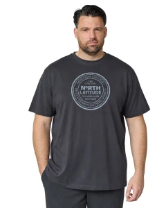 Duży męski t-shirt koszulka z nadrukiem krótki rękaw North Latitude 63116-0080 ciemnoszara