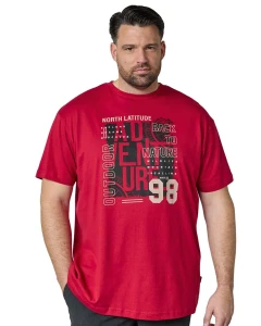 Duży męski t-shirt koszulka z nadrukiem krótki rękaw North Latitude 63117-0309 czerwona