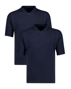 Duża męska koszulka gładki t-shirt w 2 paku Adamo 129421-360 granatowy