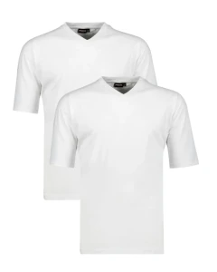 Duża męska koszulka gładki t-shirt w 2 paku Adamo 129421-100 biały