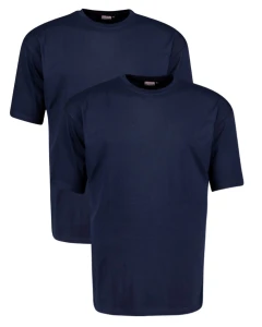 Duża gładka koszulka męska t-shirt Adamo 129420-360 2 pak granatowy