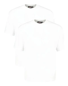 Duża gładka koszulka męska t-shirt Adamo 129420-100 2 pak biały