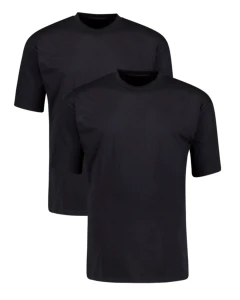 Duża gładka koszulka męska t-shirt Adamo 129420-700 2 pak czarny