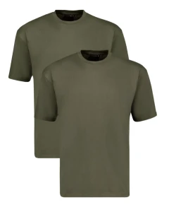 Duża gładka koszulka męska t-shirt Adamo 129420-430 2 pak oliwkowy