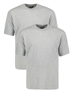 Duża gładka koszulka męska t-shirt Adamo 129420-745 2 pak jasnoszary