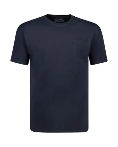 Duża koszulka t-shirt Adamo 139055-360 gładki z kieszonką granatowy