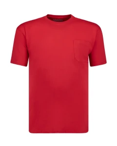 Duża koszulka t-shirt Adamo 139055-520 gładki z kieszonką czerwony