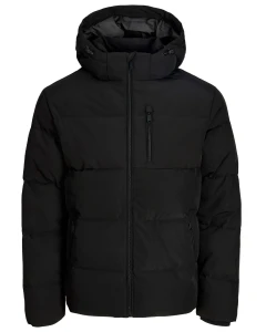 Duża męska kurtka zimowa pikowana z kapturem Jack & Jones 12299459 czarna