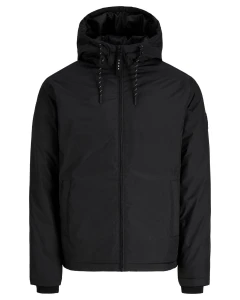 Duża męska jesienna wodoodporna kurtka z kapturem Jack & Jones 12302944 czarna