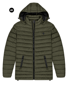 Duża męska kurtka pikowana z kapturem Double Outfitters MJK-2045 khaki 