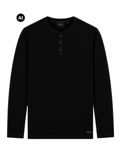 Duża męska koszulka z długim rękawem Double Outfitters TS-9174 czarna