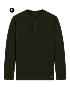 Duża męska koszulka z długim rękawem Double Outfitters TS-9174 khaki