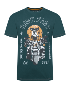 Duży męski t-shirt z nadrukiem Kam 5819 ciemnozielony