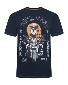 Duży męski t-shirt z nadrukiem Kam 5819 granatowy