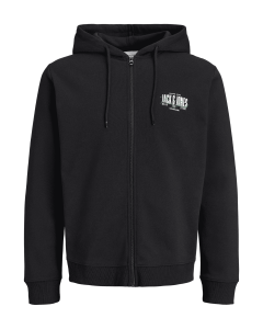 Duża rozpinana męska bluza z kapturem Jack & Jones 12299654 czarna