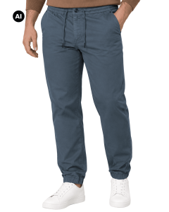 Duże męskie spodnie chinosy ze ściągaczem Double Urban Outfitters CP-4029 szaroniebieskie