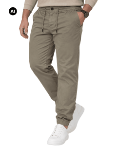 Duże męskie spodnie chinosy ze ściągaczem Double Urban Outfitters CP-4029 jasnobrązowe