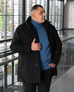 Duży męski elegancki płaszcz na guziki S4 Newton 74299-2529-000-1200 czarny