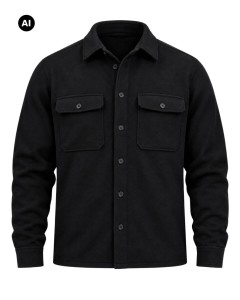 Duża męska kurtka koszulowa  z długim rękawem Double Urban Outfitters GS-5124 czarna