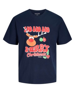 Duża męska świąteczna koszulka t-shirt Jack & Jones 12299645 granatowy