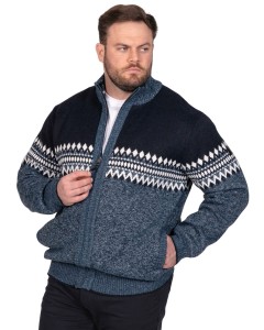 Duży męski sweter na zamek Duke D555 Bobby granatowy