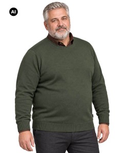 Duży męski sweter gładki wkładany przez głowę Double Urban Outfitters KNIT-8019 khaki