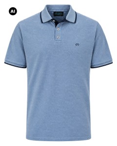 Duża męska koszulka polo gładka ozdobny kołnierzyk Double PS-3038 niebieska