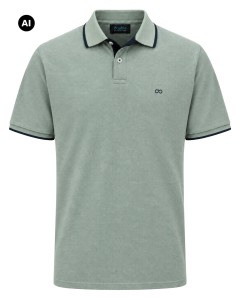 Duża męska koszulka polo gładka ozdobny kołnierzyk Double PS-3038 jasnozielona