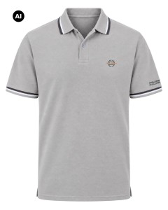 Duża męska koszulka polo gładka ozdobny kołnierzyk Double PS-3043 jasnoszara