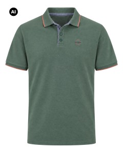 Duża męska koszulka polo gładka ozdobny kołnierzyk Double PS-3045 zielona