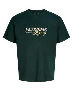 Duża męska koszulka t-shirt Jack & Jones 12299619 ciemnozielony