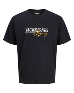 Duża męska koszulka t-shirt Jack & Jones 12299619 czarny