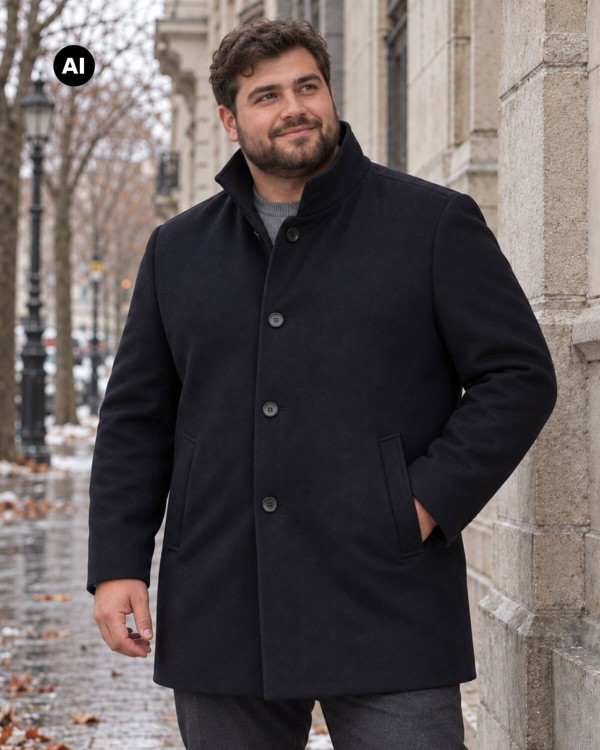 Granatowy plaszcz meski plus size