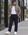 chinosy meskie plus size granatowe