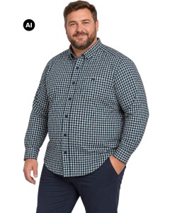 Duża męska koszula w kratkę długi rękaw Double Outfitters FS-5230 biało-niebiesko-czarna  
