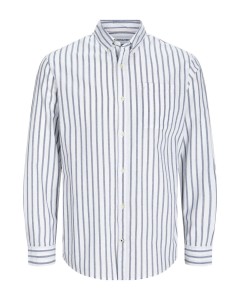 Duża koszula męska w paski z długim rękawem Jack & Jones 12190444 biała
