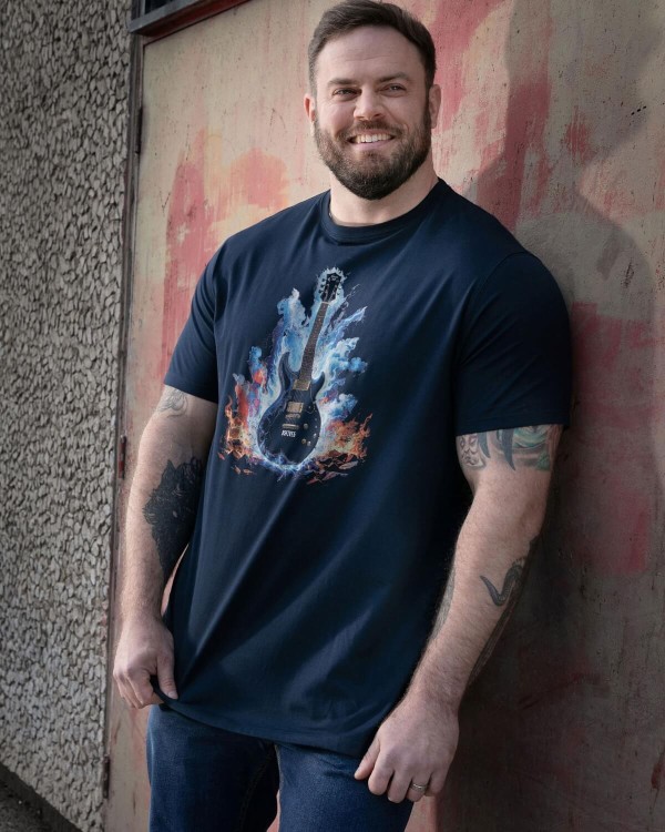 koszulka meska plus size granatowa z nadrukiem