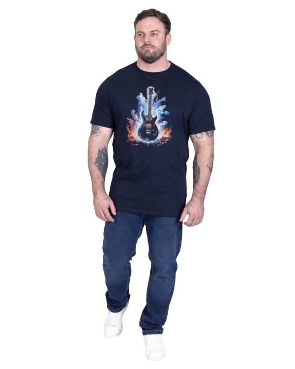 t-shirt meski plus size z gitara elektryczna