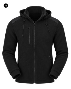Duża bluza męska polarowa JHK FLRA340 HOOD czarna 
