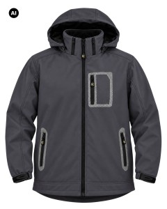  Duża męska kurtka softshell jesienno-zimowa z kapturem Kam KV39 ciemnoszara