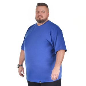 Duża męska gładka koszulka Viking C-neck niebieska