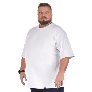Duża męska gładka koszulka Viking C-neck biała