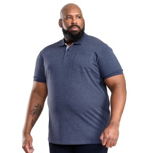 Duża męska koszulka polo gładka Duke D555 Grant denim ciemnoniebieska