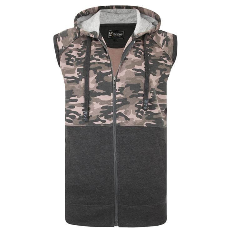 kamizelka bezrekawnik dla duych mezczyzn plus size 3XL 4XL 5XL 6XL 7XL 8XL KAM moro grafit z kapturem